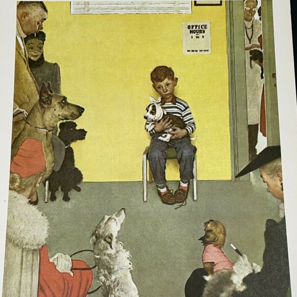 Norman Rockwell At The Vet’s Office Lithograph Waiting for the Vet 8” x 10” - Picture 2 of 8
